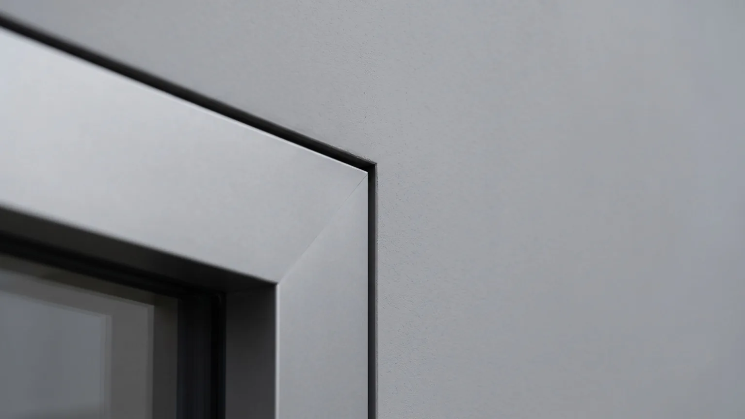 Detalhe de esquadria de precisão sobre concreto